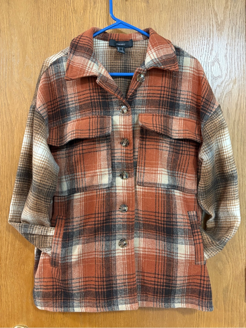 Forever 21 Orange Plaid Teddy Shacket